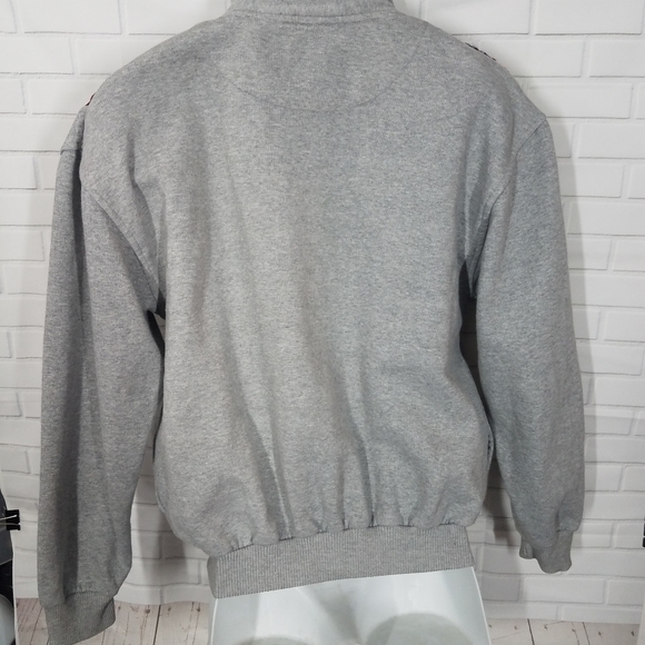 John Blair Gray Front Zip Cardigan Knitted Panel Sweater - Picture 6 of 9